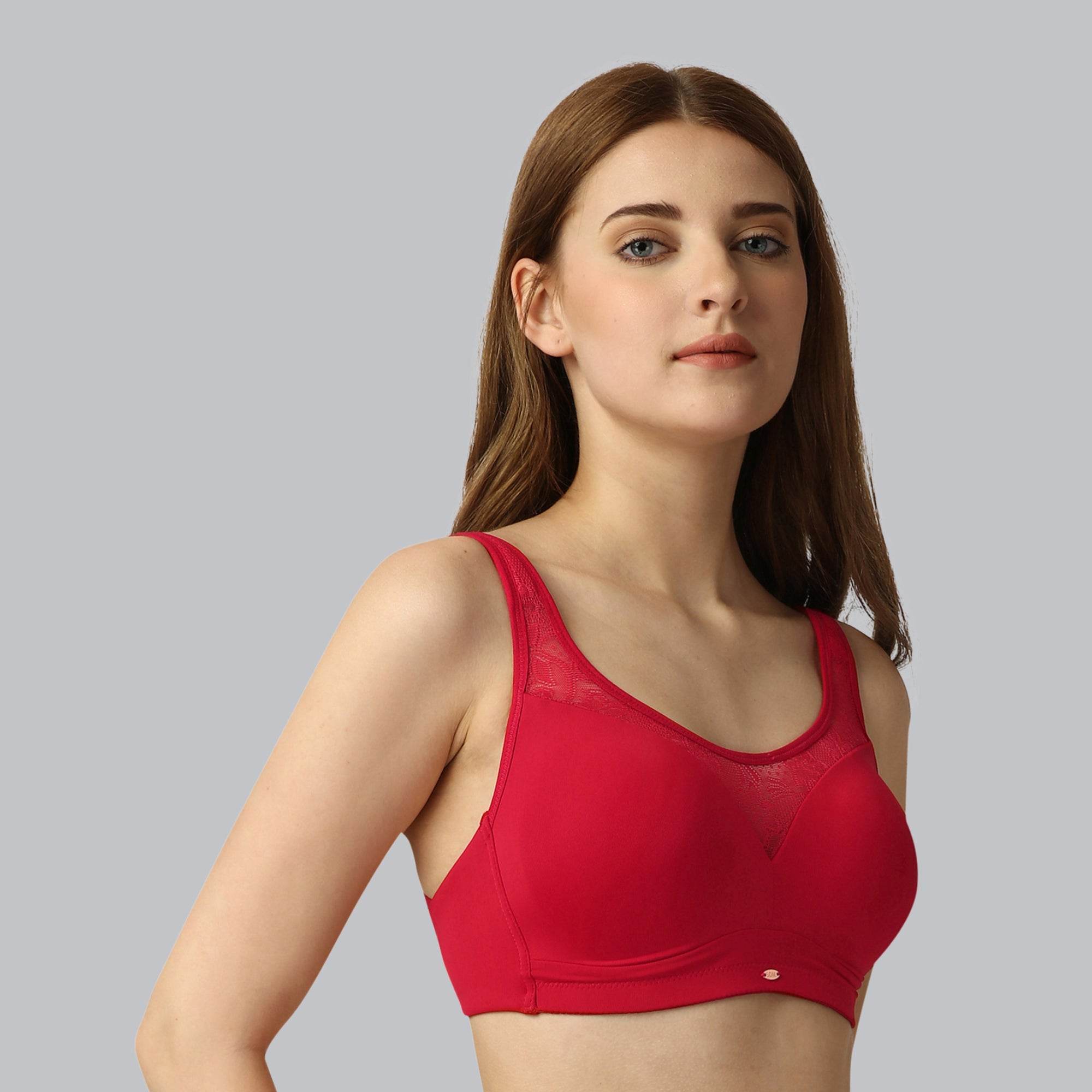 Luxurious Full Coverage Padded Non-Wired Bra with Elegant Lace Detailing - Ultimate Comfort & Support