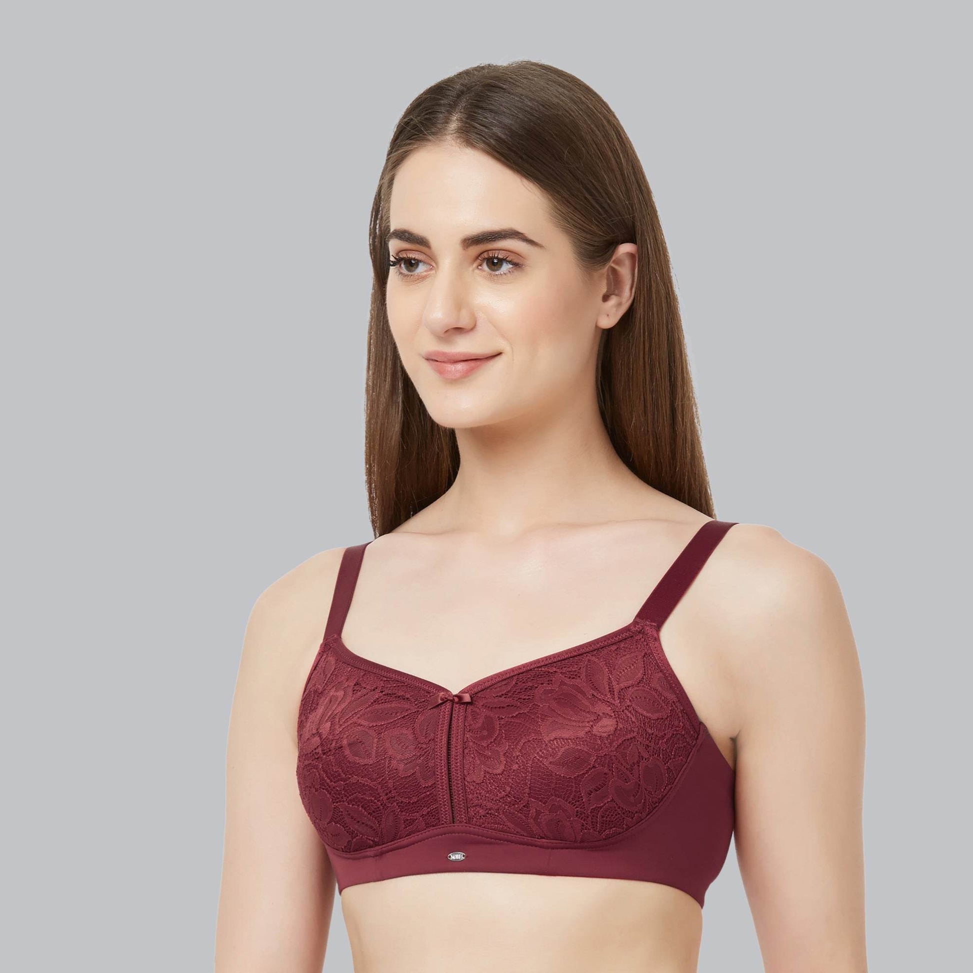 SOIE Women's Non-Padded, Non-Wired Full Coverage Minimizer Lace Bra - Ultimate Comfort and Support