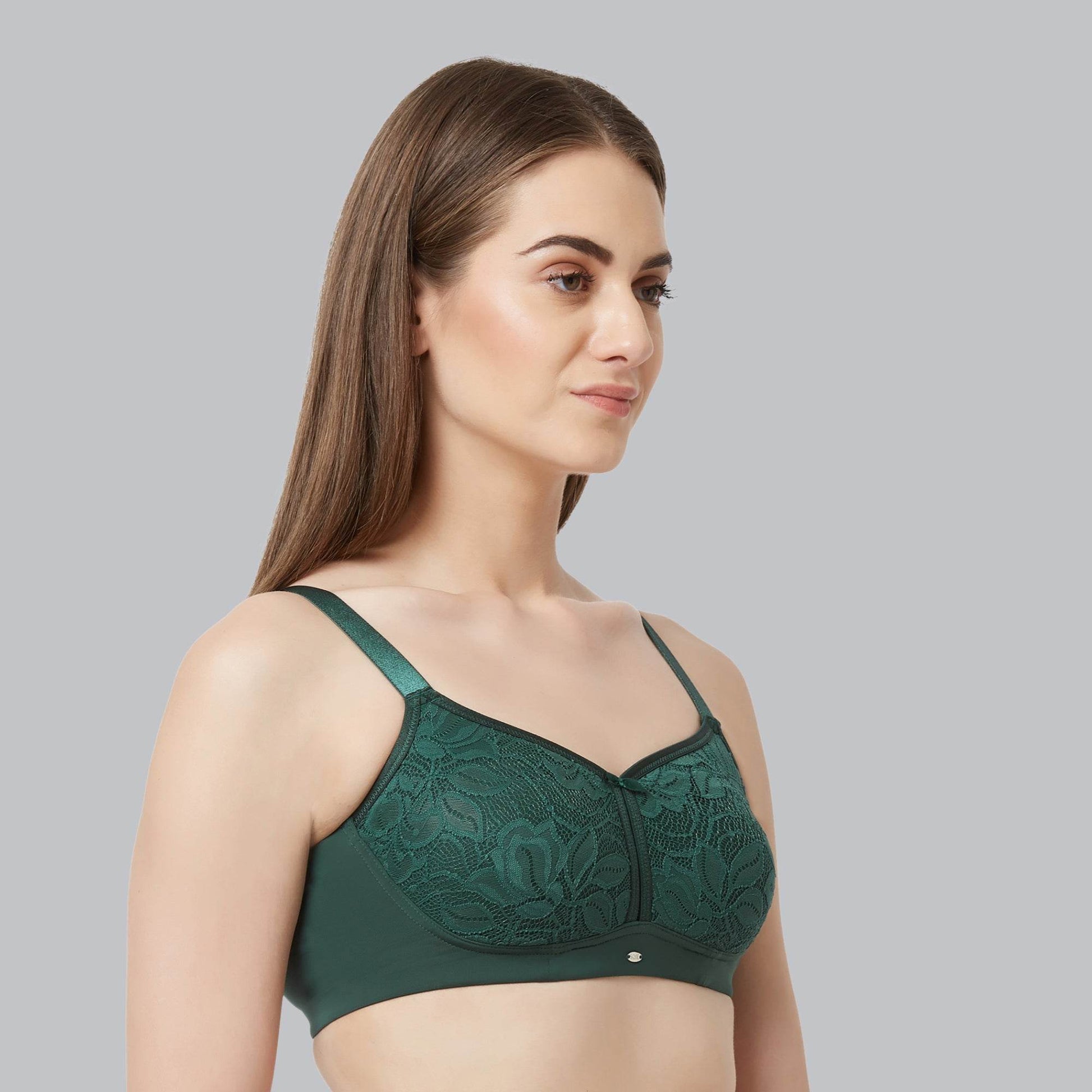 Experience Ultimate Comfort and Support with SOIE's Non-Padded, Non-Wired Full Coverage Minimizer Lace Bra