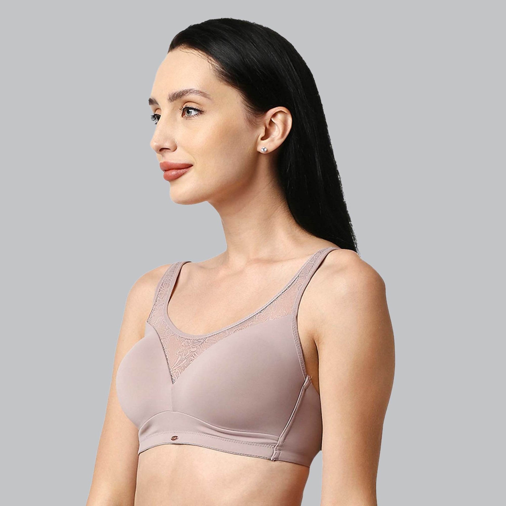 Luxurious Full Coverage Padded Non-Wired Bra with Elegant Lace Detailing - Ultimate Comfort & Support