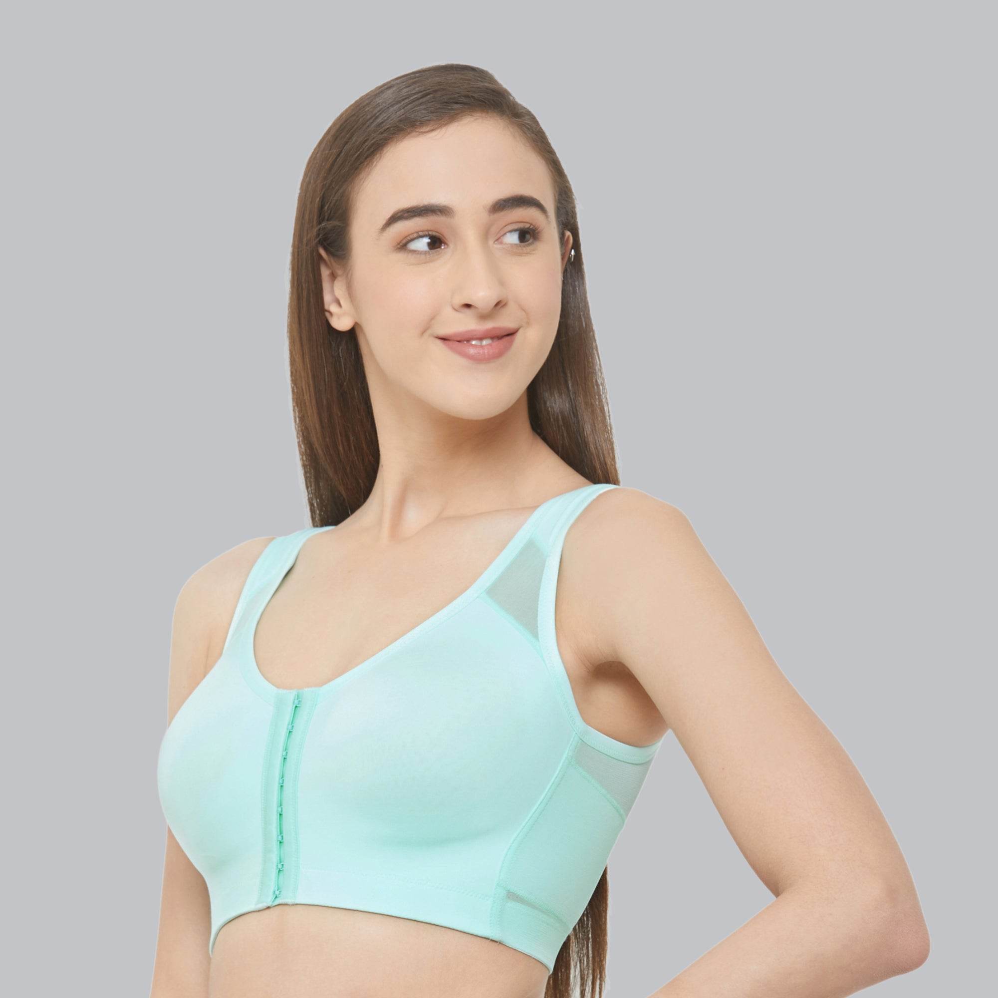 ComfortFit Front Closure Full Coverage Non Padded Wirefree Bra for Posture Correction