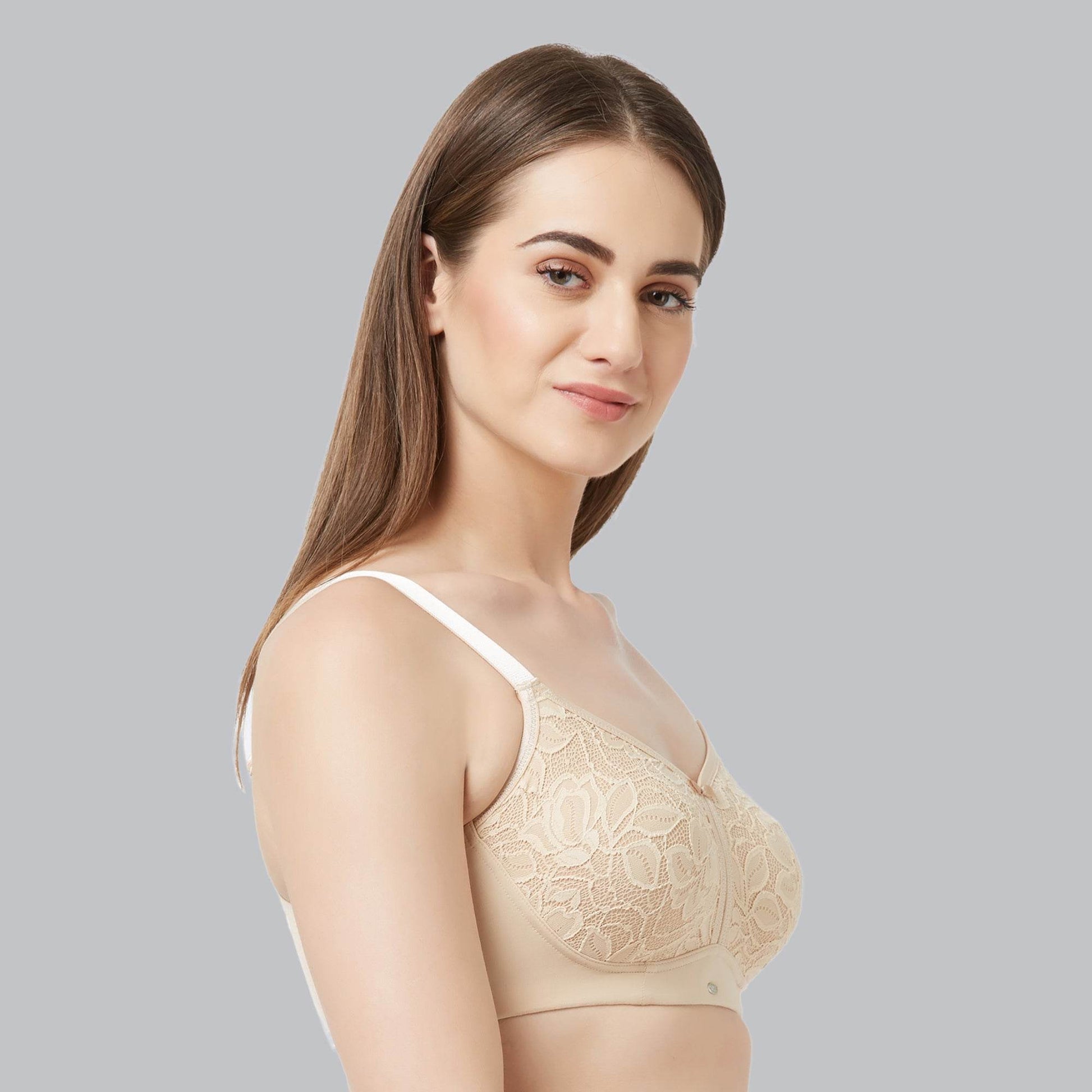 Elegant Non-Padded, Non-Wired Full Coverage Minimizer Lace Bra for Ultimate Comfort & Support