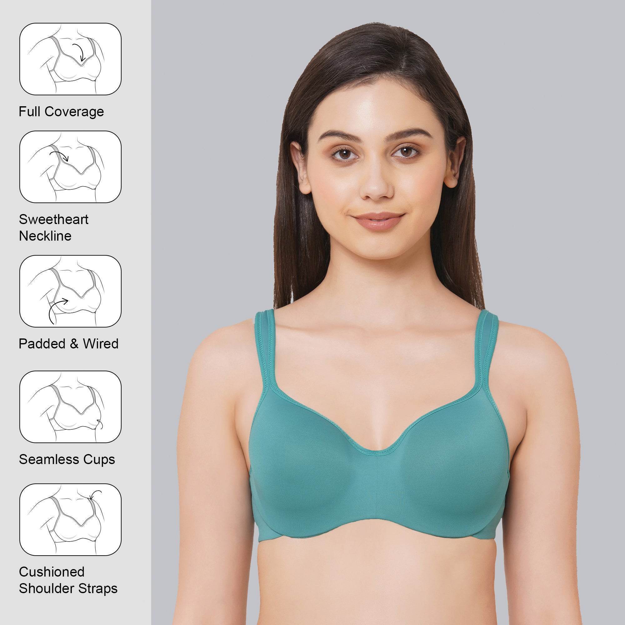 Ultimate Comfort: Padded Wired Full Coverage Sweetheart Neckline Bra for Everyday Elegance