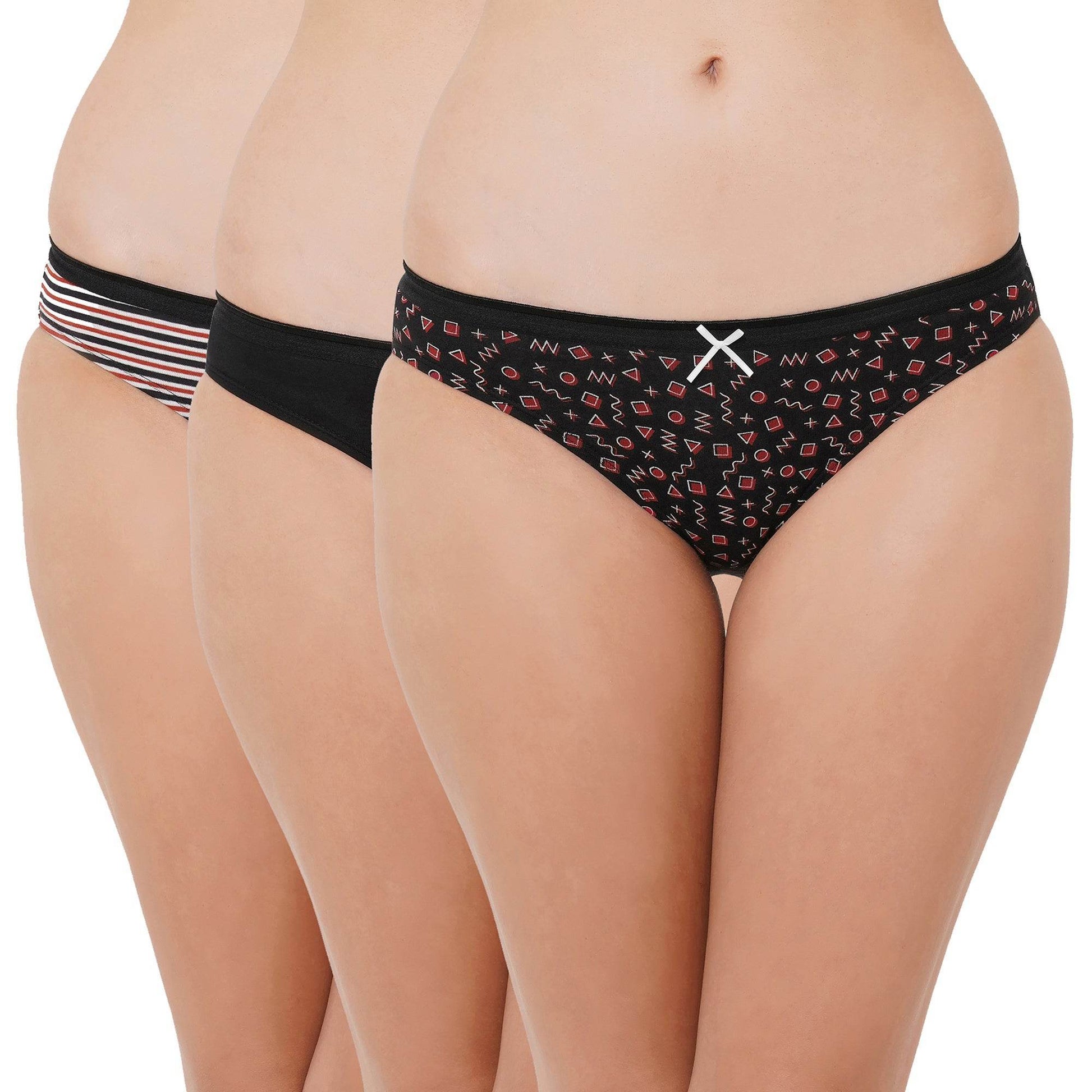 Comfortable Mid-Rise Cotton Stretch Brief Panty 3-Pack - Solid & Printed Styles Available