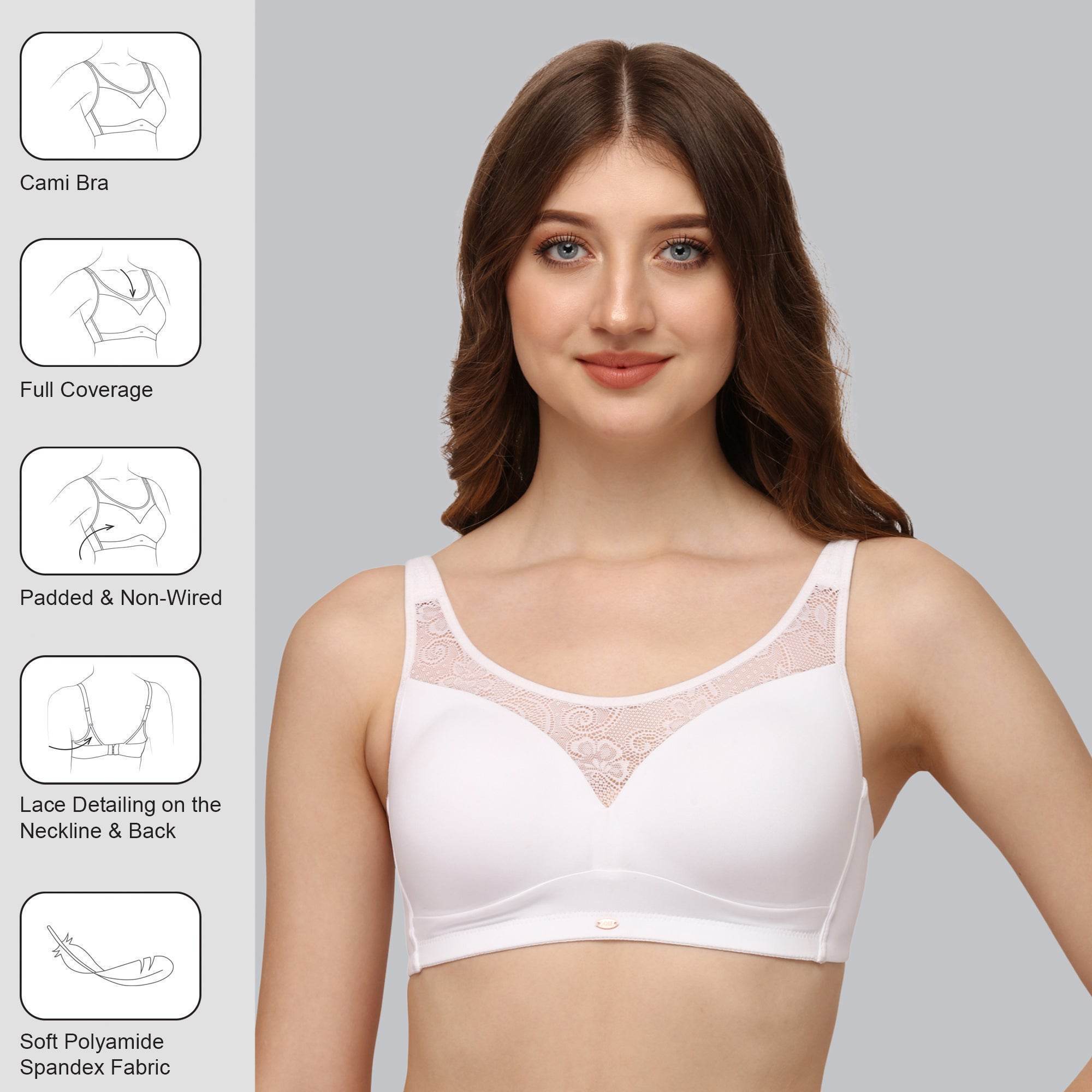 Luxurious Full Coverage Padded Non-Wired Bra with Exquisite Lace Detailing