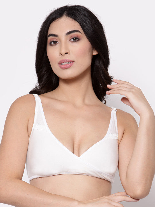 Inner Sense White Solid Non-Wired Non Padded Maternity Bra