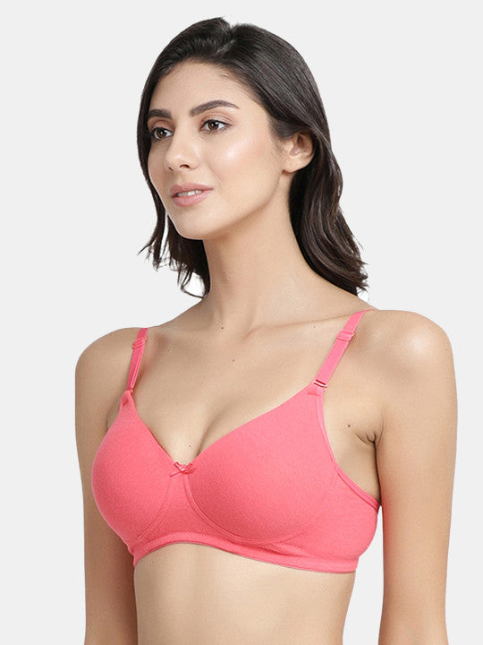Inner Sense Pink Solid Organic Cotton Antimicrobial Wire-Free Padded Bra ISB068