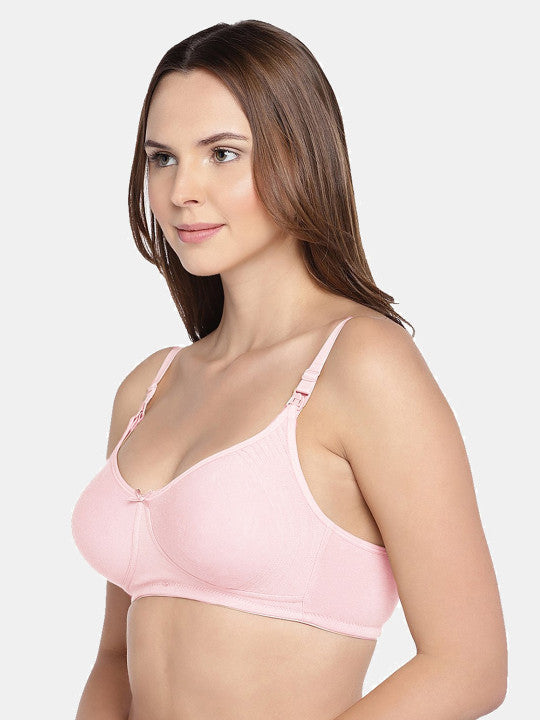 Inner Sense Pink Solid Non-Wired Non Padded Maternity Bra