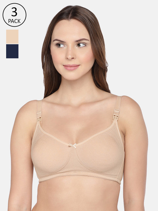 Inner Sense Pack Of 3 Solid Organic Cotton Maternity Bras IMBC005A_5A_5E
