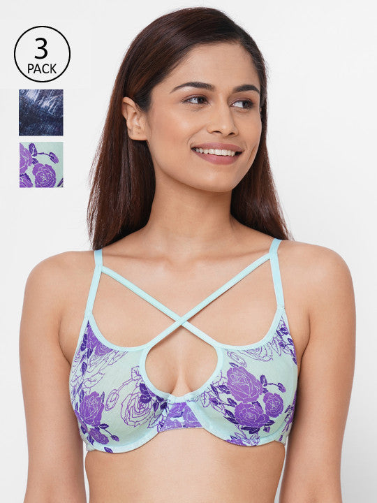 Inner Sense Pack of 3 Printed Underwired Lightly Padded Everyday Bra
