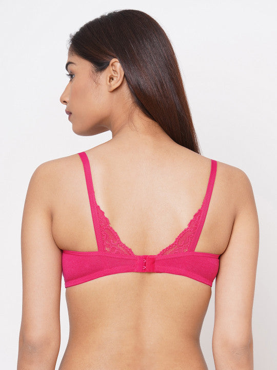 Inner Sense Pink Lace Organic Cotton Antimicrobial Lightly Padded Underwired Bra ISB047