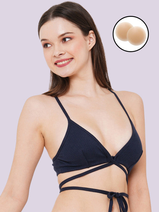 Inner Sense Women Organic Cotton Bralette with Silicon nipple cover