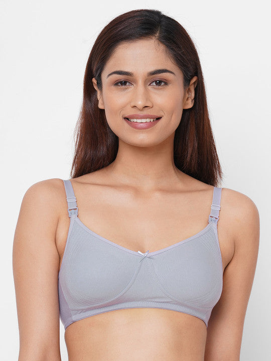 Inner Sense Pack Of 3 White & Grey Solid Non-Wired Non Padded Maternity Bras