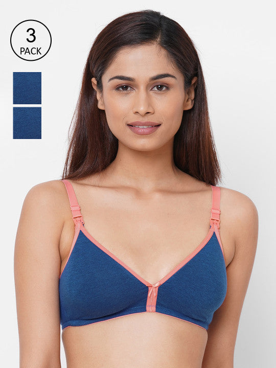 Inner Sense Pack Of 3 Non-Wired Organic Cotton Antimicrbial Maternity Sustainable Bras