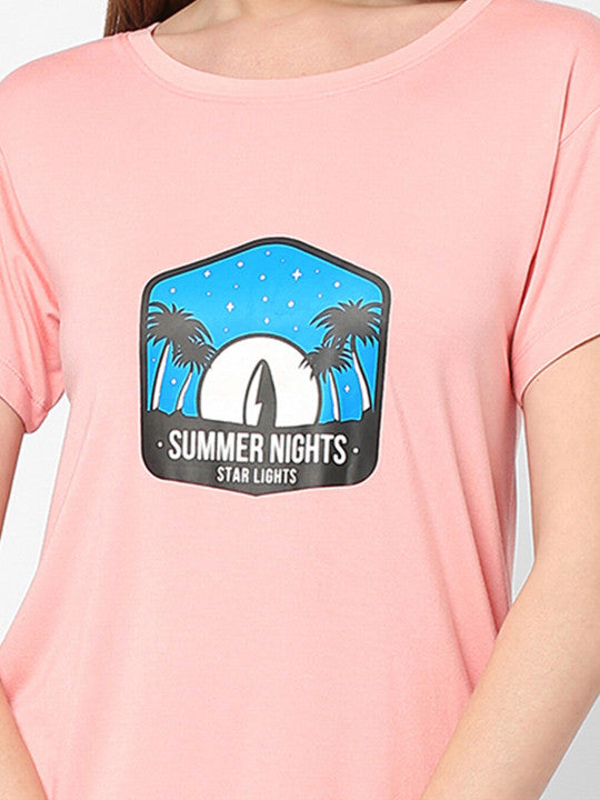 Inner Sense Girls Typography Printed T-Shirt Nightdress
