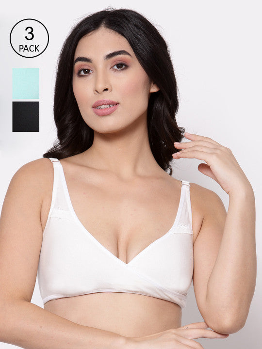 Inner Sense Multicoloured Solid Organic Cotton Maternity Bra