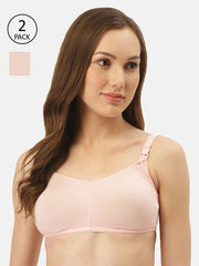 Pack of 2 Pink Organic Cotton Antimicrobial Soft Nursing Sustainable Bras