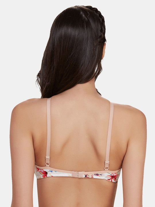 Inner Sense Peach-Coloured Printed Non-Wired Lightly Padded Sustainable Bralette Bra