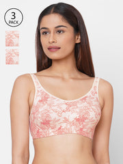 Inner Sense Pack Of 3 Floral Printed Organic Antimicrobial Soft Cup Everyday Bra