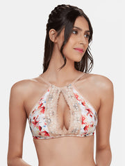 Inner Sense Peach-Coloured Printed Non-Wired Lightly Padded Sustainable Bralette Bra