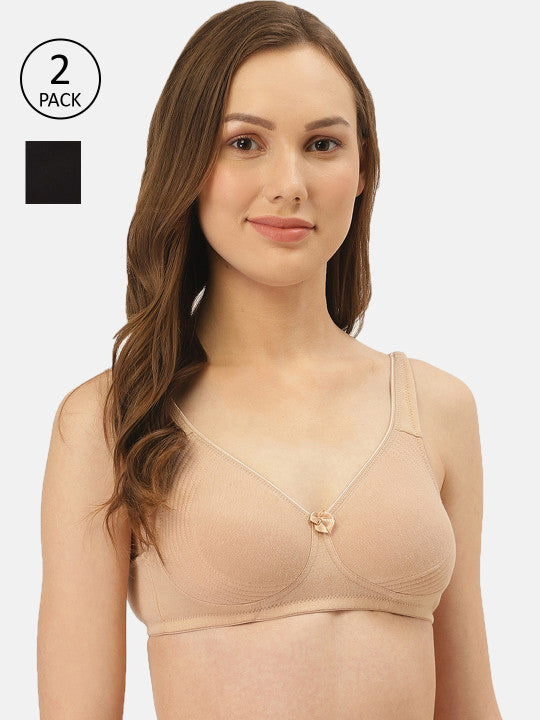 Inner Sense Pack of 2 Solid Non-Wired Non Padded T-shirt Bra