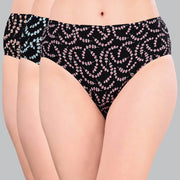 Luxurious High Rise Full Coverage Printed Cotton Spandex Hipster Panty (Pack of 3)