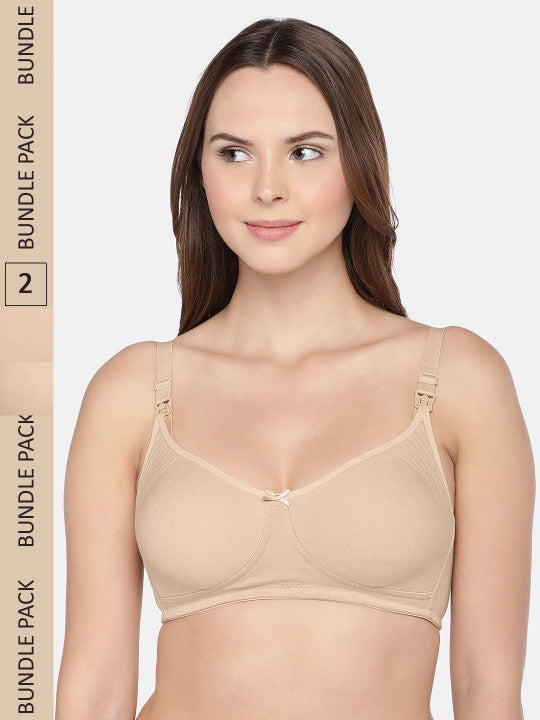 Inner Sense Pack of 2 Organic Cotton Antimicrobial Soft feeding Bras