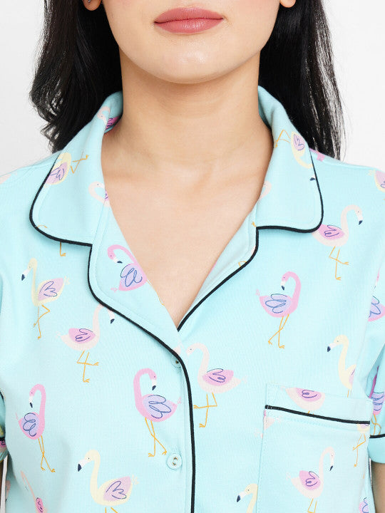 Inner Sense Conversational Printed Organic Cotton Night Suit Image 2