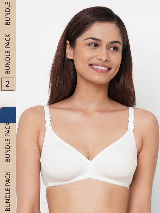 Inner Sense Pack of 2 Solid Non-Wired Non Padded Maternity Bra