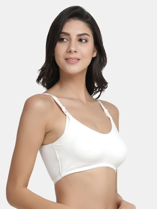 Inner Sense White Solid Non-Wired Non Padded Maternity Bra