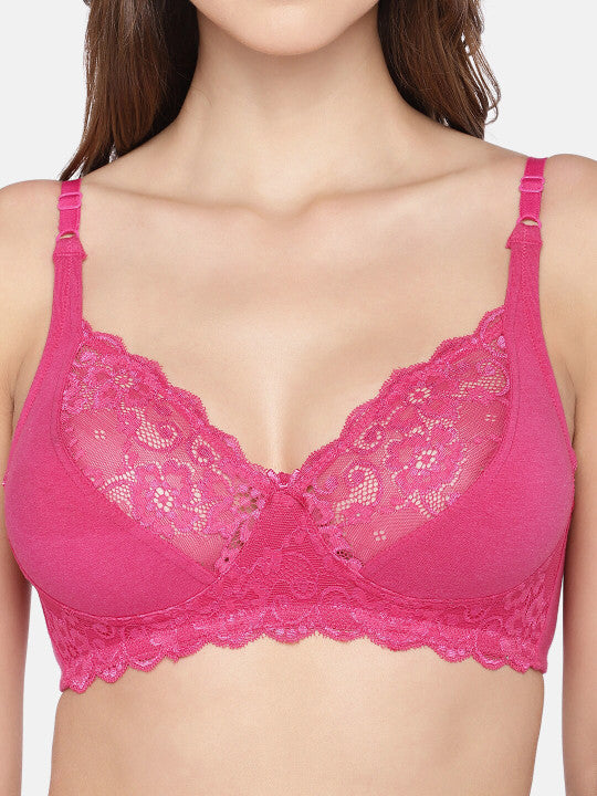 Inner Sense Laced Non-Wired Non-Padded Seamless Antimicrobial T-shirt Bra With Extender