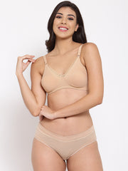 Inner Sense Women Nude-Coloured Solid Antimicrobial Maternity Lingerie Set