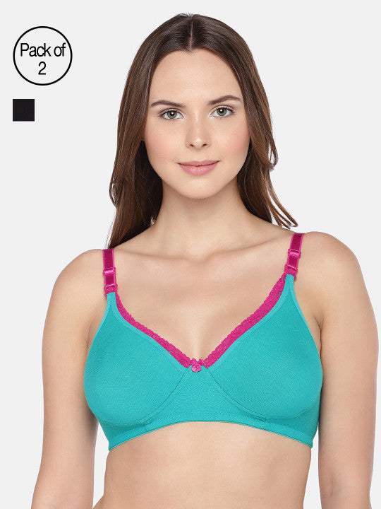 Inner Sense Women Organic Cotton Antimicrobial Laced Soft Nursing Bra