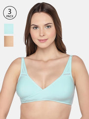Inner Sense Pack of 3 Assorted Solid Organic Antimicrobial Maternity Bra