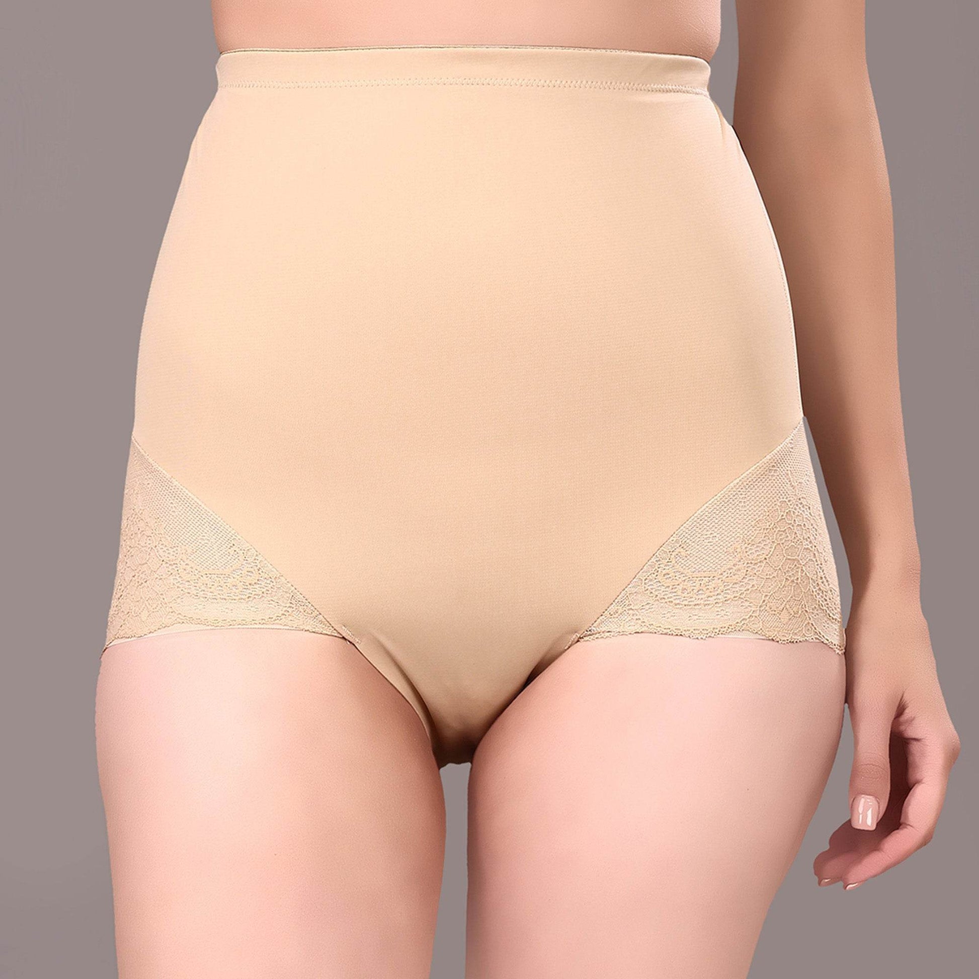 Sculpt Your Silhouette: Seamless High Waist Tummy Shaper with Elegant Bonded Lace Brief
