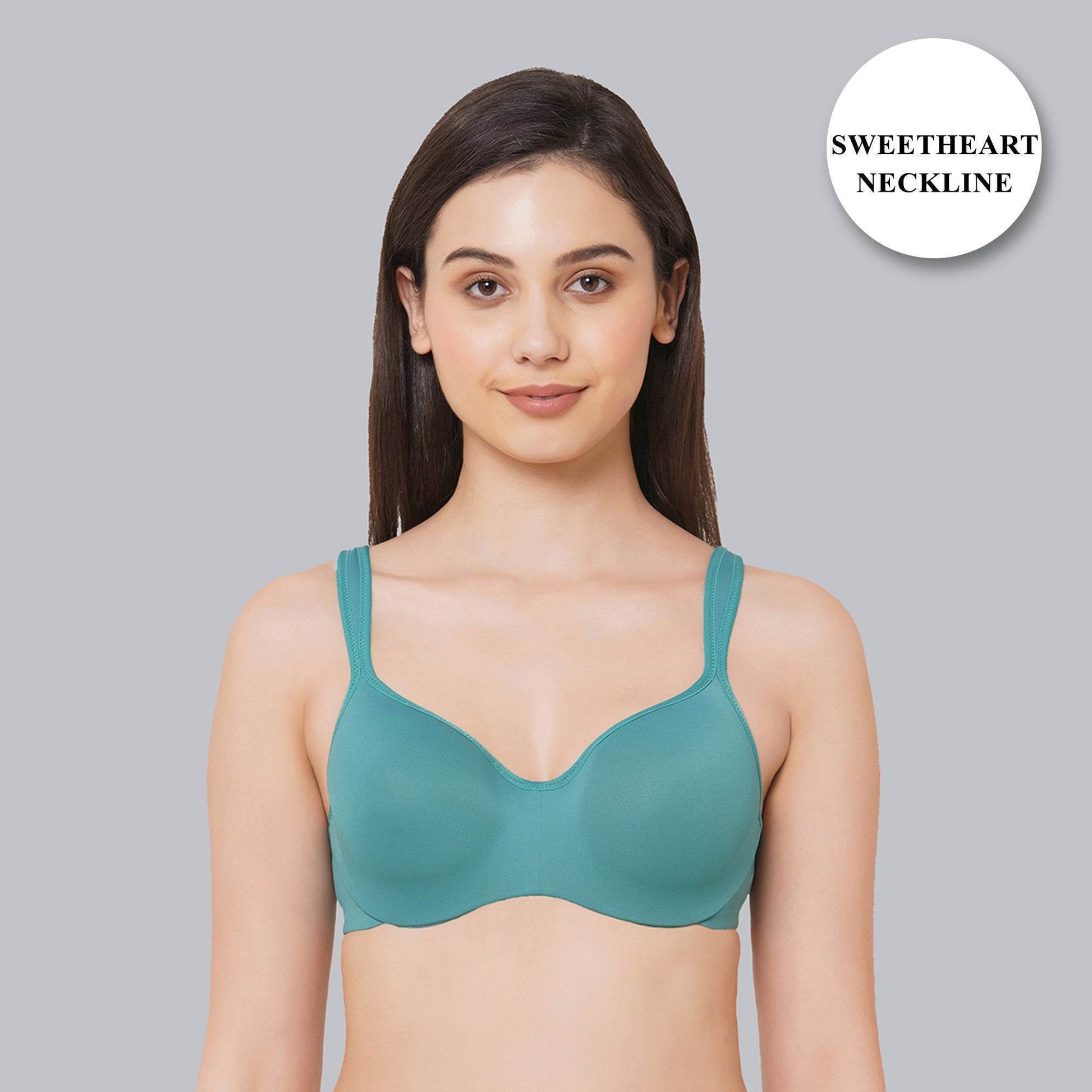 Ultimate Comfort: Padded Wired Full Coverage Sweetheart Neckline Bra for Everyday Elegance