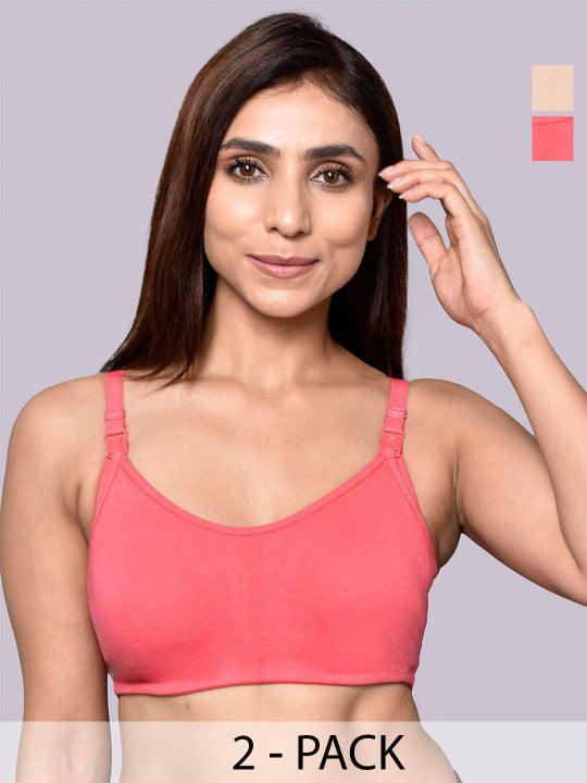 Inner Sense Women Pack of 2 Organic Cotton Antimicrobial Feeding Bra
