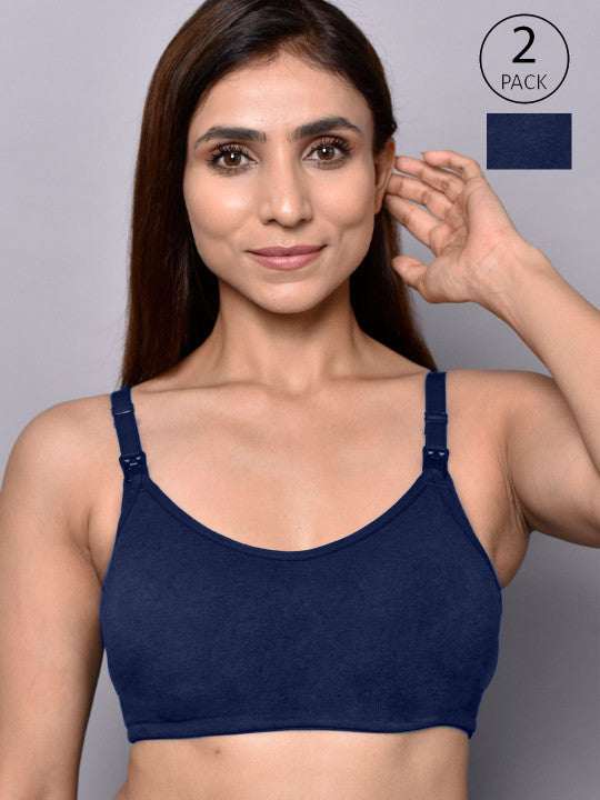 Inner Sense Pack of 2 Organic Cotton Antimicrobial Women Feeding Bra
