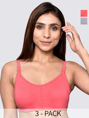 Inner Sense Pack of 2 Organic Cotton Antimicrobial Full Coverage Bra